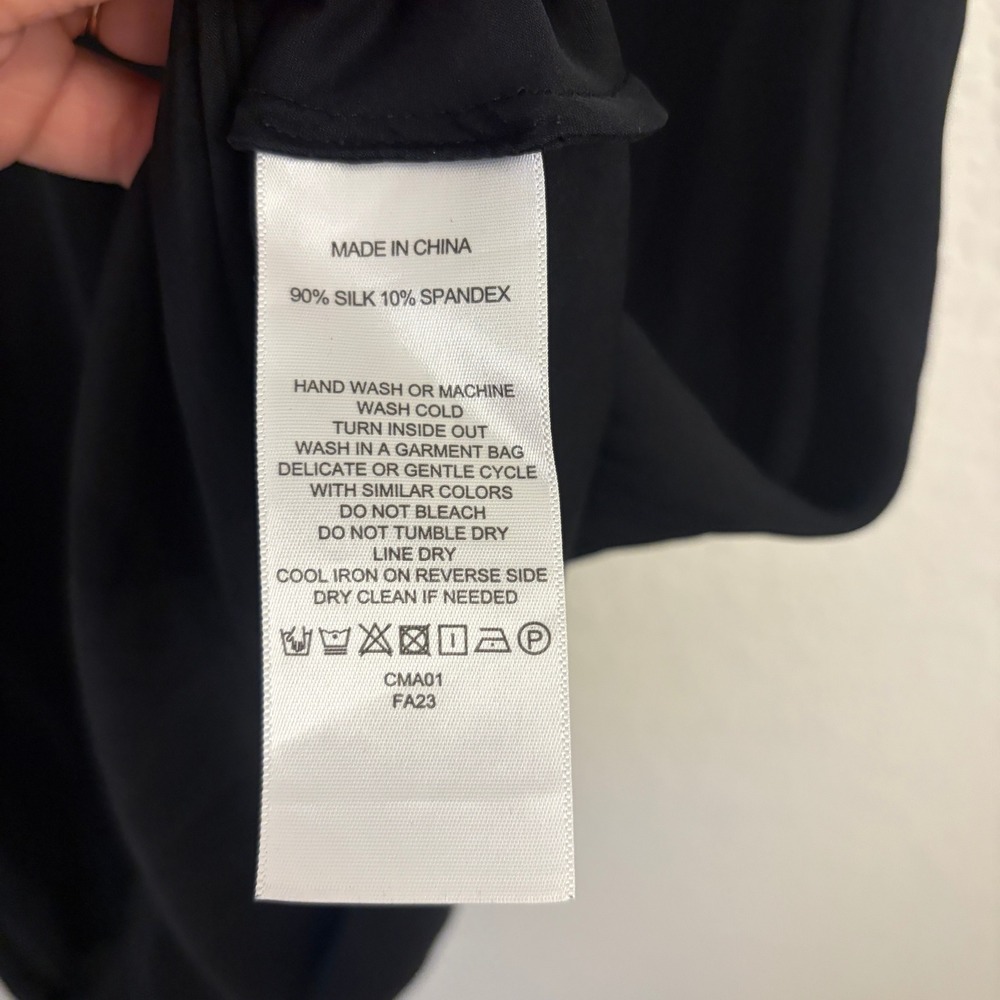 Quince Washable Stretch Silk Tank Midi Dress M Minimalist Bias Cut LBD Black - Picture 7 of 13